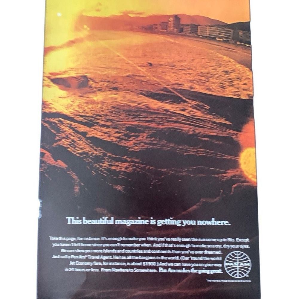 Vintage 1969 Pan Am This Beautiful Magazine is Getting you Nowhere Ad Advertisem
